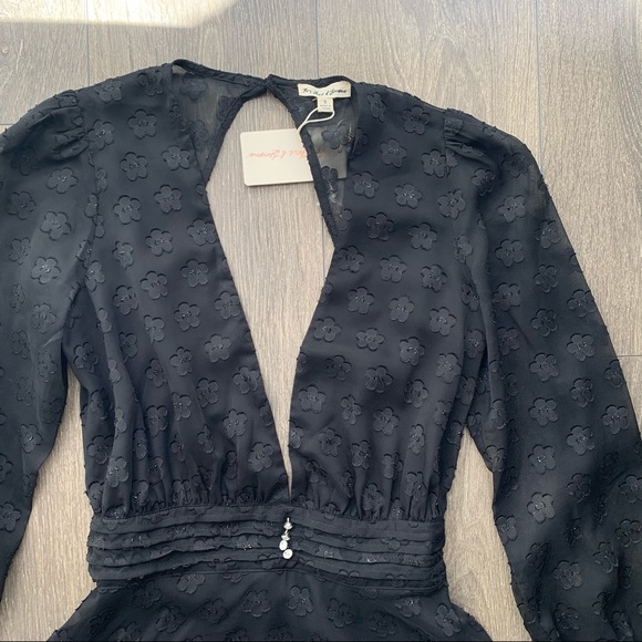 For Love & Lemons Modern Love Deep V-neck Mini Dress Black Size Small - Picture 3 of 16